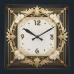 Art Deco Square Wall Clock<br><div class="desc">Great clock design. You will love it like others. Be free to use this design for other product you like or to customize and add your text. Follow me for more. Thank you. Have a nice day.</div>