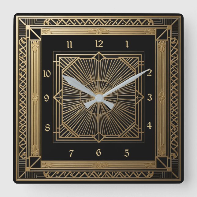 Art Deco Square Wall Clock (Front)