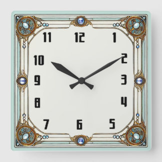 Art Deco Square Wall Clock
