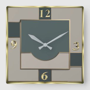 Art Deco Square Wall Clock