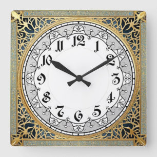 Art Deco Square Wall Clock