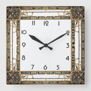 Art Deco Square Wall Clock