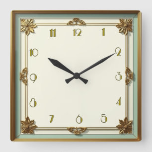 Art Deco Square Wall Clock
