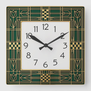 Art Deco Square Wall Clock