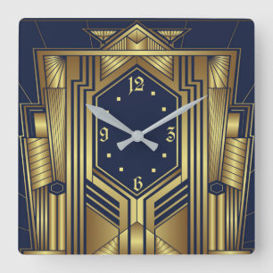 Art Deco Square Wall Clock