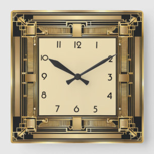 Art Deco Square Wall Clock