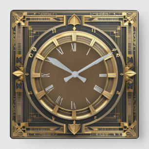 Art Deco Square Wall Clock