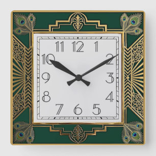 Art Deco Square Wall Clock
