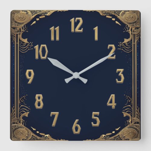 Art Deco Square Wall Clock