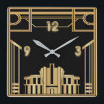 Art Deco Square Wall Clock<br><div class="desc">Great Art Deco clock design. You will love it like others. Be free to use this design for other product or to customize and add your text. Follow me for more. Thank you. have a nice day.</div>