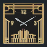 Art Deco Square Wall Clock<br><div class="desc">Great Art Deco clock design. You will love it like others. Be free to use this design for other product or to customize and add your text. Follow me for more. Thank you. have a nice day.</div>