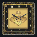 Art Deco Square Wall Clock<br><div class="desc">Great clock design. You will love it like others. Be free to use this design for other product you like or to customize and add your text. Follow me for more. Thank you. have a nice day.</div>