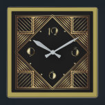 Art Deco Square Wall Clock<br><div class="desc">Great clock design. You will love it like others. Be free to use this design for other product you like or to customize and add your text. Follow me for more. Thank you. Have a nice day.</div>