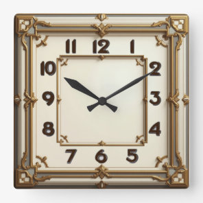 Art Deco Square Wall Clock