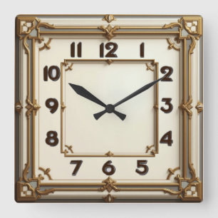 Art Deco Square Wall Clock