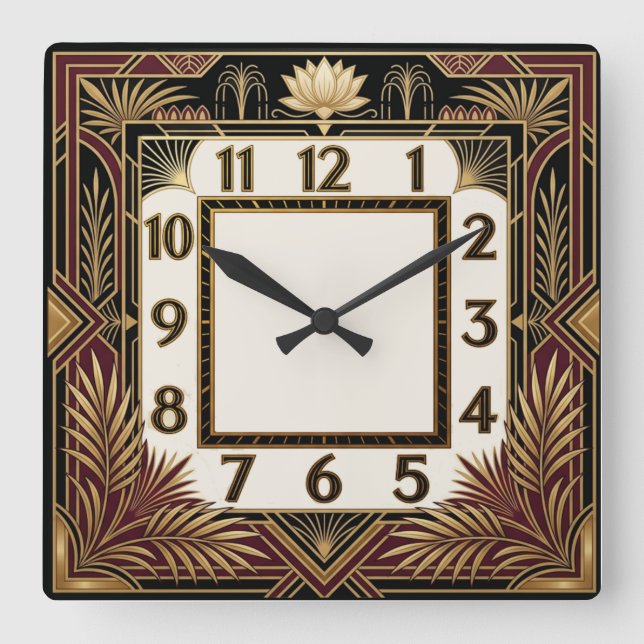 Art Deco Square Wall Clock (Front)