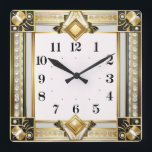 Art Deco Square Wall Clock<br><div class="desc">Great clock design. You will love it like others. Be free to use this design for other product you like or to customize and add your text. Follow me for more. Thank you. Have a nice day.</div>