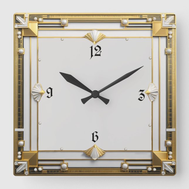 Art Deco Square Wall Clock (Front)