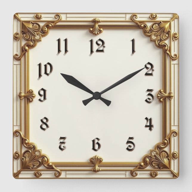 Art Deco Square Wall Clock (Front)