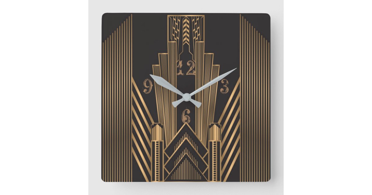 Art Deco Square Wall Clock | Zazzle