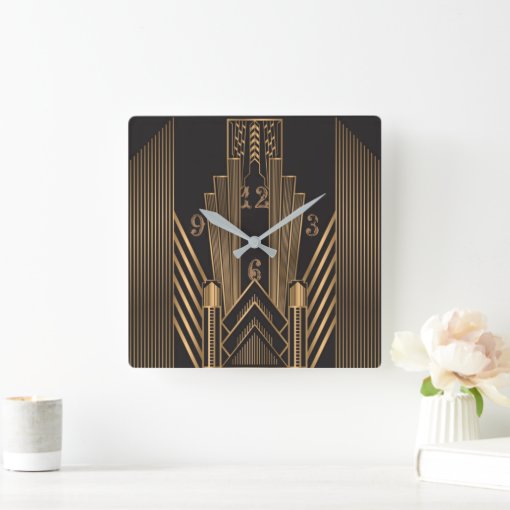 Art Deco Square Wall Clock | Zazzle