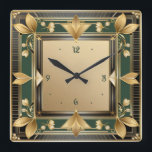 Art Deco Square Wall Clock<br><div class="desc">Great clock design. You will love it like others. Be free to use this design for other product you likw or to customize and add your text. Follow me for more. Thank you. Have a nice day.</div>