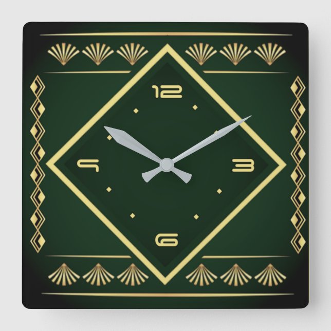 Art Deco Square Wall Clock (Front)