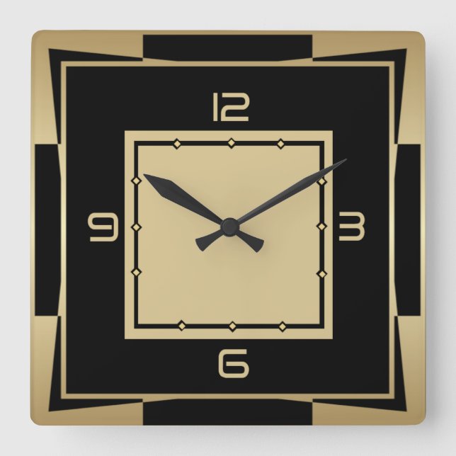 Art Deco Square Wall Clock (Front)