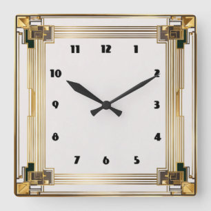 Art Deco Square Wall Clock