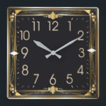 Art Deco Square Wall Clock<br><div class="desc">Great clock design. You will love it like others. Be free to use this design for other product you like or to customize and add your text. Follow me for more. Thank you. Have a nice day.</div>