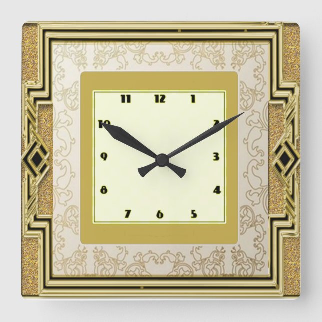 Art Deco Square Wall Clock (Front)