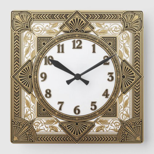 Art Deco Square Wall Clock