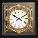 Art Deco Square Wall Clock<br><div class="desc">Great clock design. You will love it like others. Be free to use this design for other product you like or to customize and add your text. Follow me for more. Thank you. Have a nice day.</div>