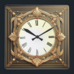 Art Deco Square Wall Clock<br><div class="desc">Great clock design. You will love it like others. Be free to use this design for other product you like or to customize and add your text. Follow me for more. Thank you. Have a nice day.</div>