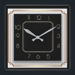 Art Deco Square Wall Clock<br><div class="desc">Great clock design. You will love it like others. Be free to use this design for other product you like or to customize and add your text. Follow me for more. Thank you. Have a nice day.</div>