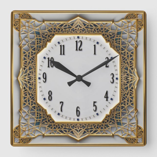Art Deco Square Wall Clock (Front)