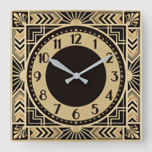 Art Deco Square Wall Clock