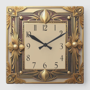 Art Deco Square Wall Clock