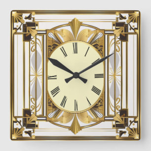 Art Deco Square Wall Clock