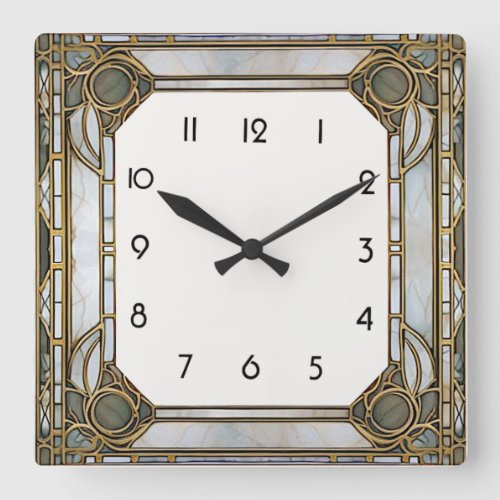 Art Deco Square Wall Clock