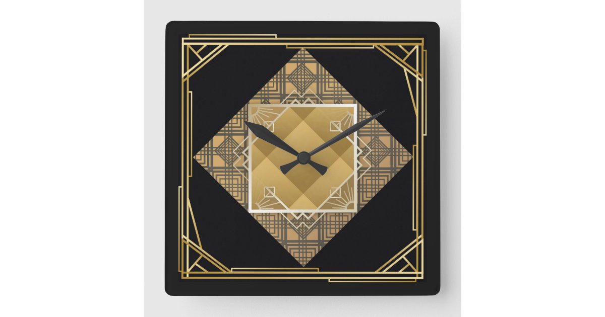 Art Deco Square Wall Clock | Zazzle
