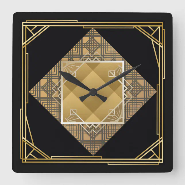 Art Deco Square Wall Clock | Zazzle