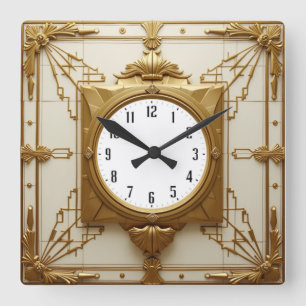 Art Deco Square Wall Clock