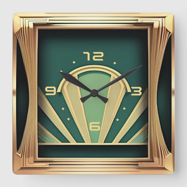 Art Deco Square Wall Clock (Front)