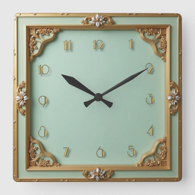 Art Deco Square Wall Clock (Front)
