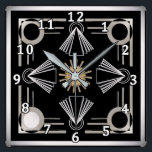 Art Deco Square Wall Clock<br><div class="desc">With a nod to the art deco era, your decor will display an elegance from days gone by. Bold, striking colors will compliment many design tastes.</div>