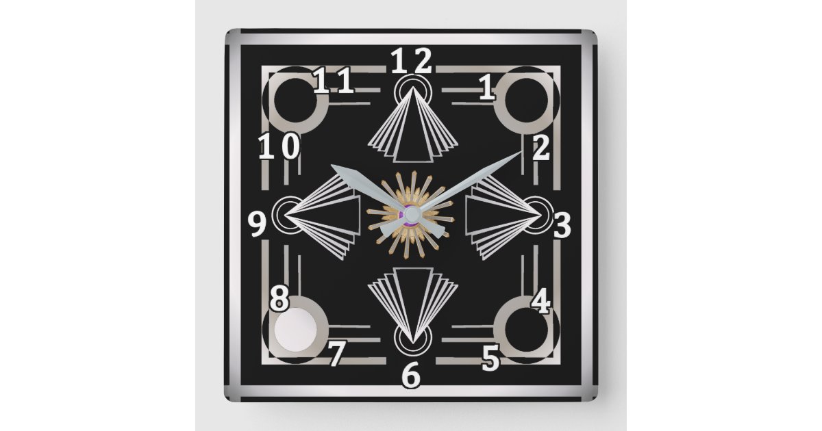 Art Deco Square Wall Clock | Zazzle
