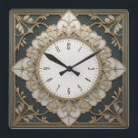 Art Deco Square Wall Clock<br><div class="desc">Great clock design. You will love it like others. Be free to use this design for other product you like or to customize and add your text. Follow me for more. Thank you. Have a nice day.</div>