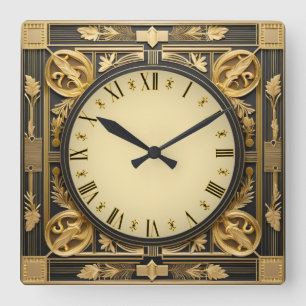 Art Deco Square Wall Clock
