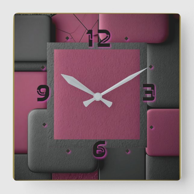 Art Deco Square Wall Clock (Front)